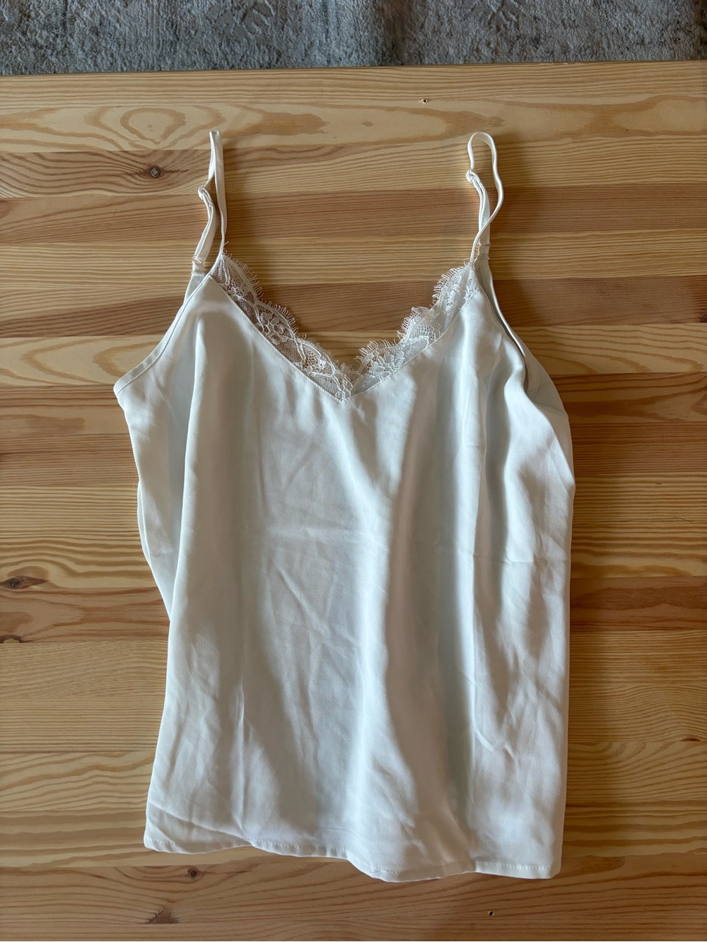 White Cami with Lace Trim SHEIN